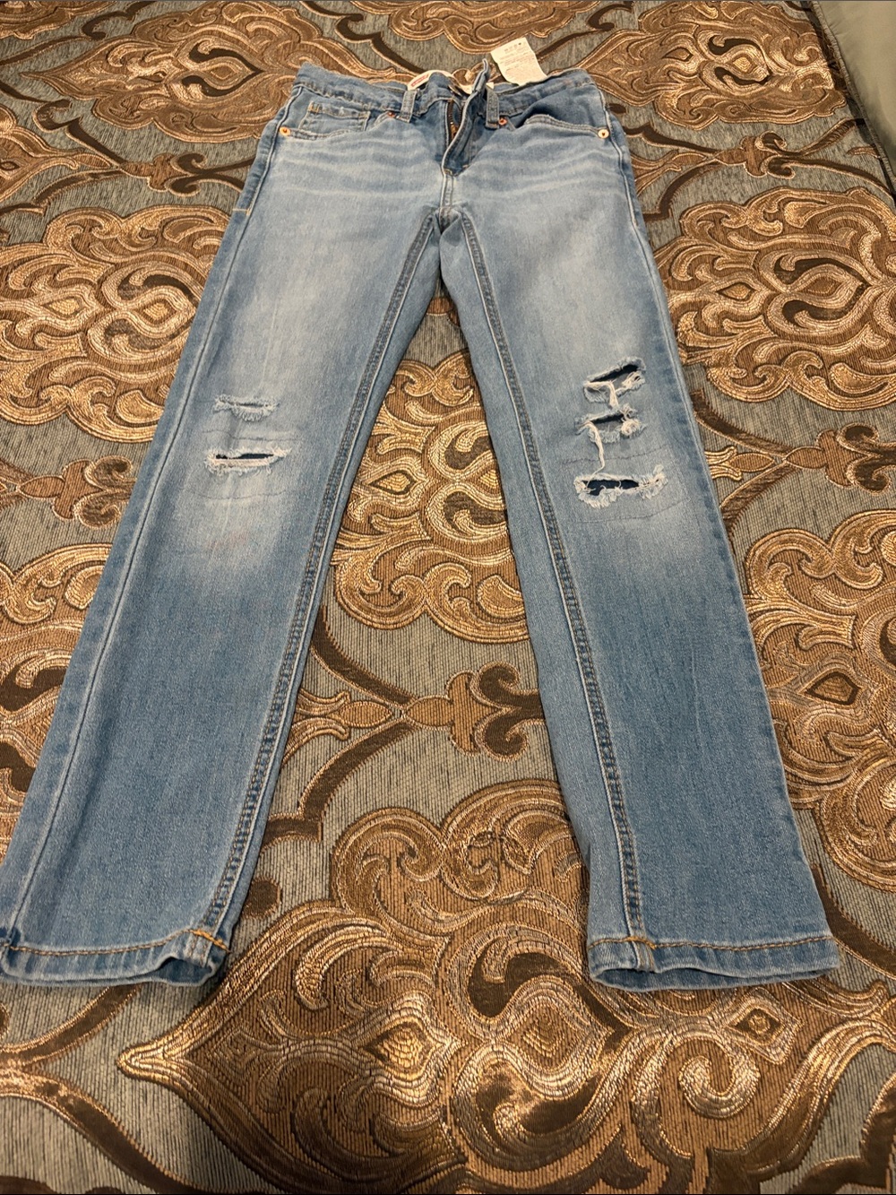 Levi's Light Blue Straight Leg Distressed Boy Jeans